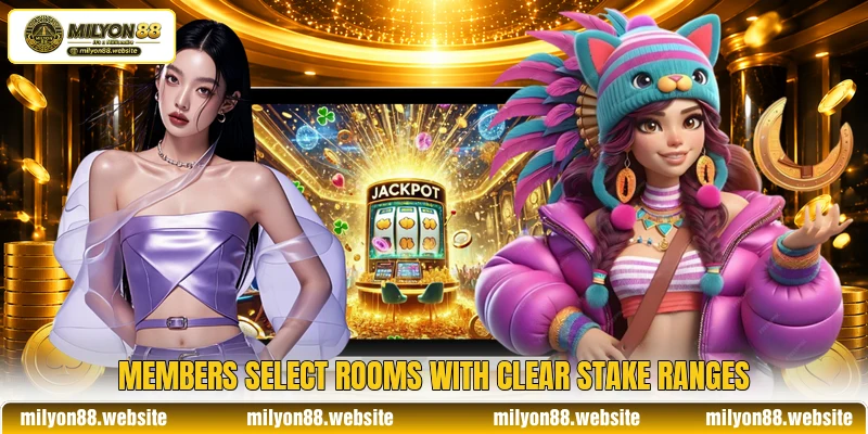 Members select rooms with clear stake ranges