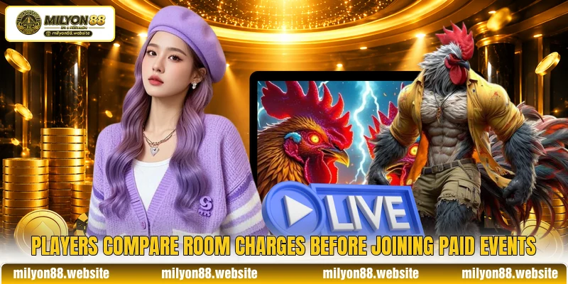 Players compare room charges before joining paid events Players compare room charges before joining paid events
