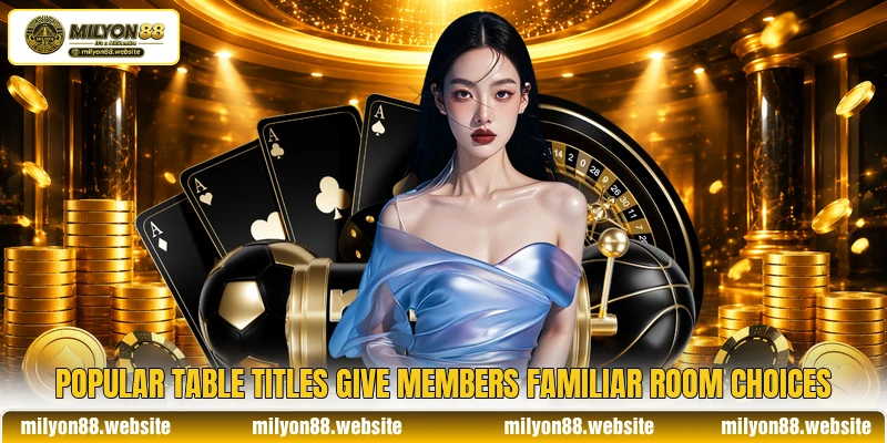 Popular table titles give members familiar room choices Popular table titles give members familiar room choices