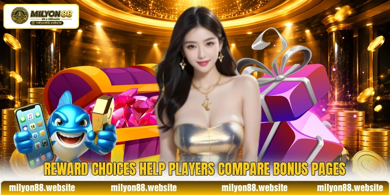 Reward choices help players compare bonus pages Reward choices help players compare bonus pages